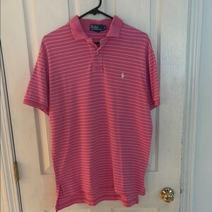 Polo by Ralph Lauren Pink and White Striped Men’s Polo Shirt Size M